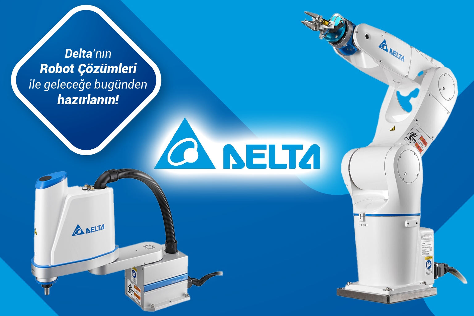 Delta Electronics’in 6‑eksenli artiküle robot serisi ve esnek SCARA robot kolları; yüksek hız, hassasiyet ve entegre otomasyon çözümleri sunuyor.